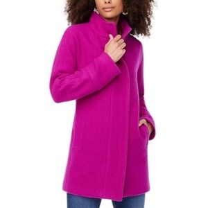 J. Crew Bright Magenta Zip-Front Wool Coat